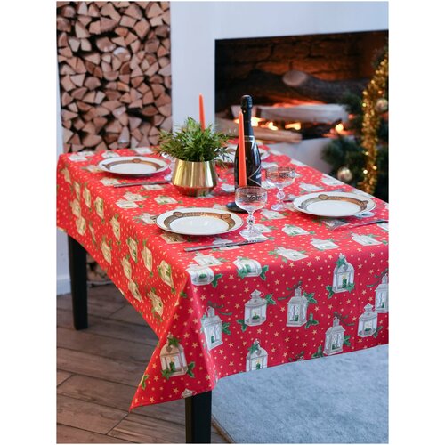 Скатерть новогодняя 140х240 см Vingi Ricami, 100% хлопок