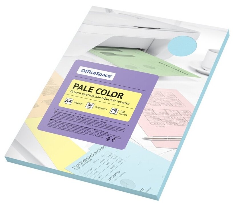 Бумага цветная ArtSpace OfficeSpace Pale Color A4 80 г/м 100 листов голубой (PC_38231)