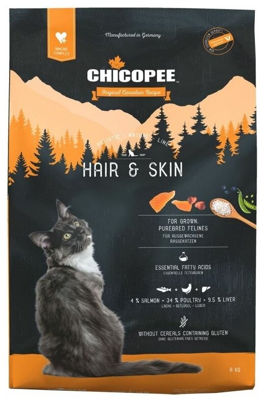 Chicopee HNL Cat Hair & Skin сухой корм для кошек для кожи и шерсти - фотография № 1