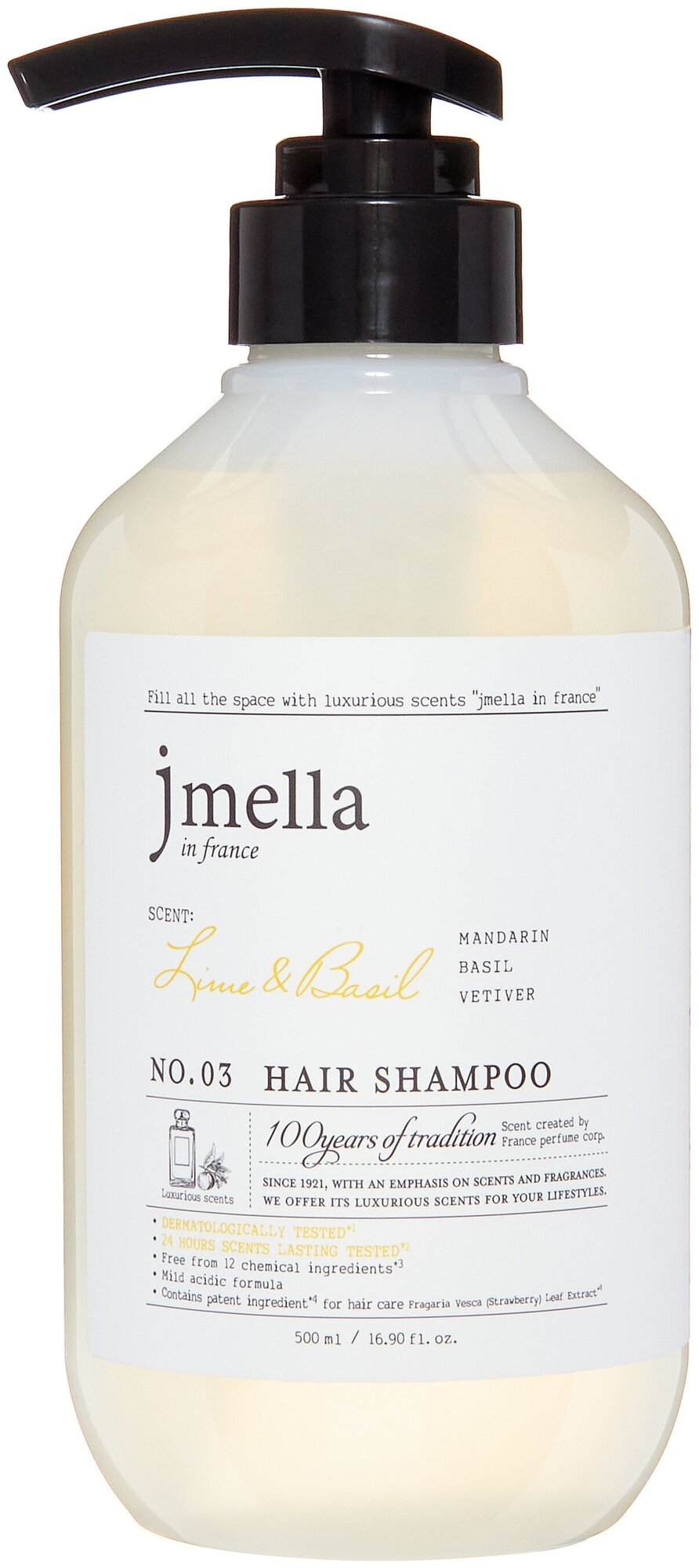 JMELLA IN FRANCE LIME & BASIL HAIR SHAMPOO Шампунь для волос "Мандарин базилик ветивер"