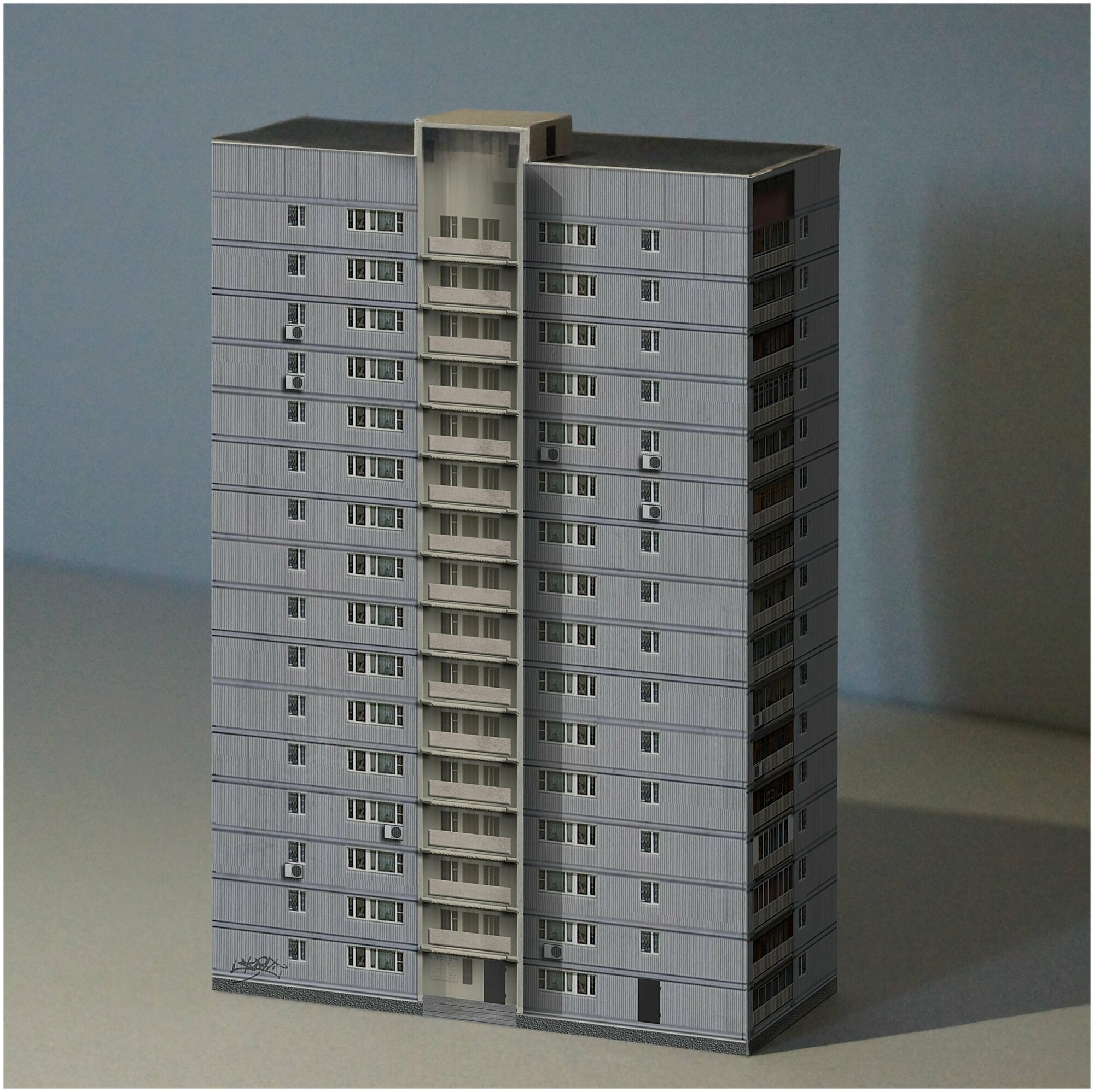 Сборная 3д модель зданий "Этажи. Создай свой район. Книга 1" конструктор бумажный 10 домов панельки 1:300