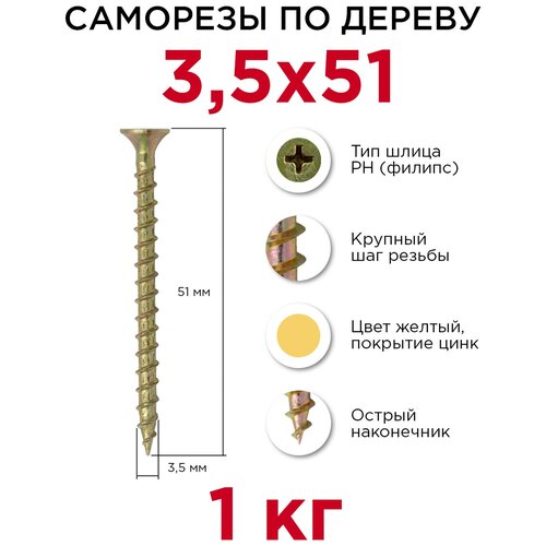 МТК Саморезы пот/г кр/ш ж.цинк. 1 кг, 3,5x51 113073