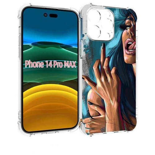 Чехол MyPads Девушка-нарисованная-дерзкая женский для iPhone 14 Pro Max задняя-панель-накладка-бампер