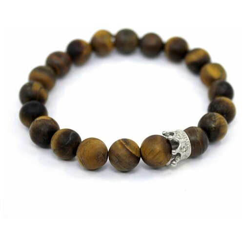 фото Handinsilver ( посеребриручку ) браслет из матового камня тигровый глаз 8мм и короной