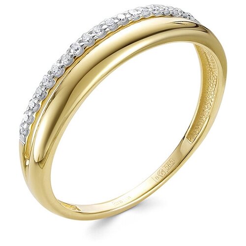Кольцо Vesna jewelry, желтое золото, 585 проба, родирование, бриллиант, размер 16.5, бесцветный