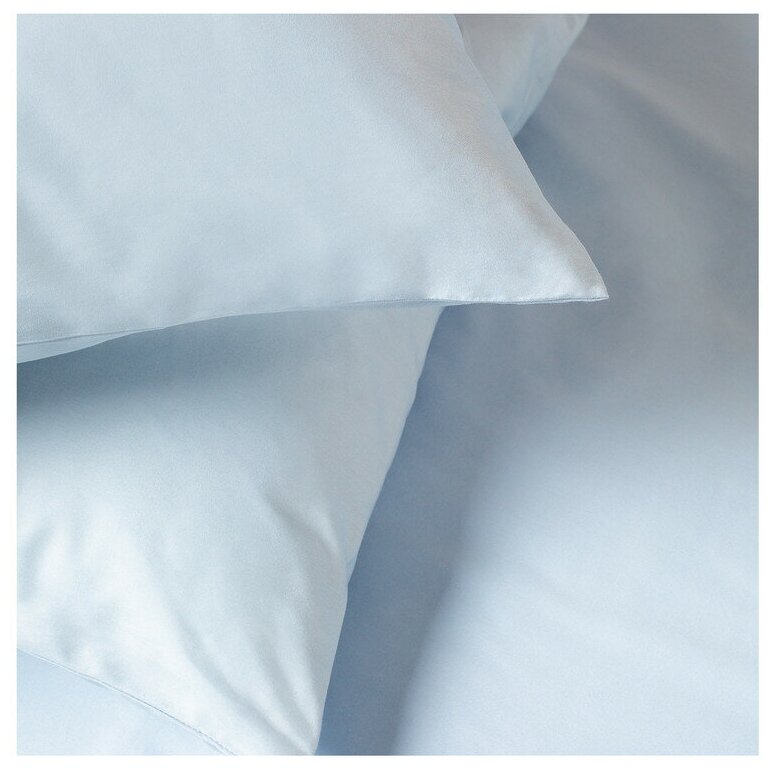 Комплект постельного белья 1,5-спальный с пододеяльником на молнии Моноспейс, сатин (хлопок 100%), голубой, Ecotex - фотография № 4
