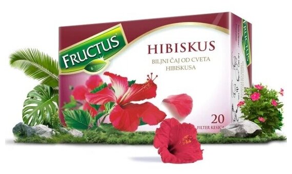 Чай в пакетиках FRUCTUS (Фруктус) Classic Hibiscus травяной из цветков гибискуса, Сербия, 20 шт - фотография № 7