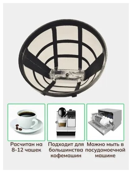 Фильтр для кофеварки многоразовый N2 для заваривания напитков кофе чая трав для капельной кофеварки - фотография № 2
