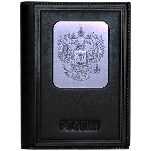 фото Обложка , натуральная кожа, отделение для паспорта, отделение для автодокументов, черный россия