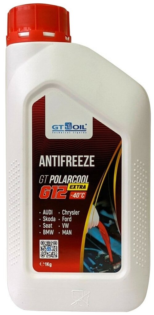 Антифриз готовый карбоксилатный красный Polarcool Extra G12 1кг GT OIL 1950032214052 | цена за 1 шт