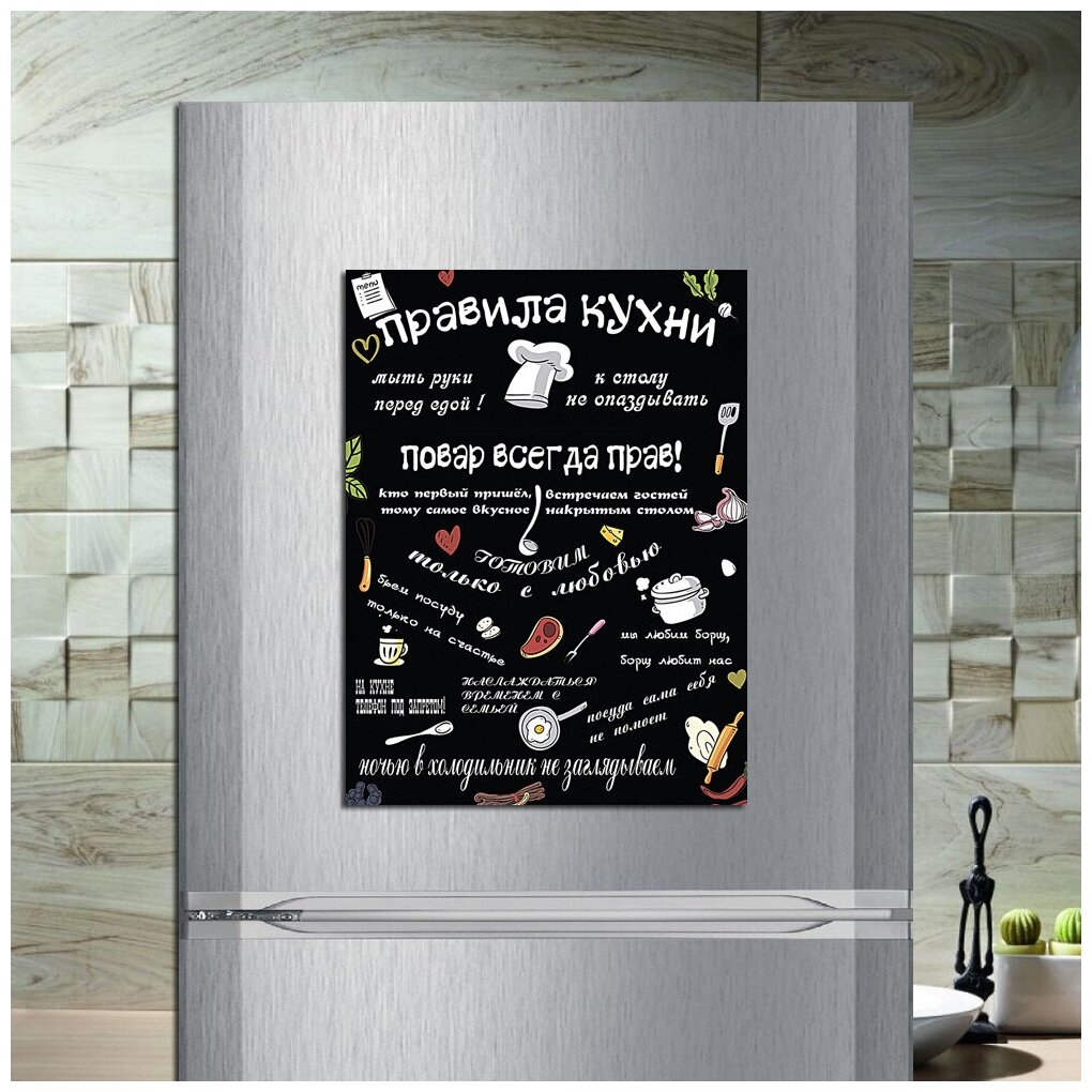 Магнит табличка на холодильник (20 см х 15 см) Правила кухни Сувенирный магнит Подарок для семьи Декор интерьера №13
