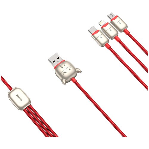 Аксессуар Baseus Year of the Ox One-for-Three USB - MicroUSB/Lightning/USB-C 3.5A 1.2m Red CAMLT-YE09