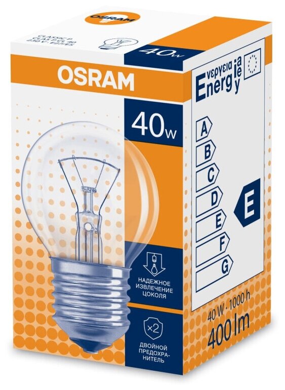 Лампа накаливания CLASSIC P CL 40W E27 OSRAM 4050300322674/4008321788764