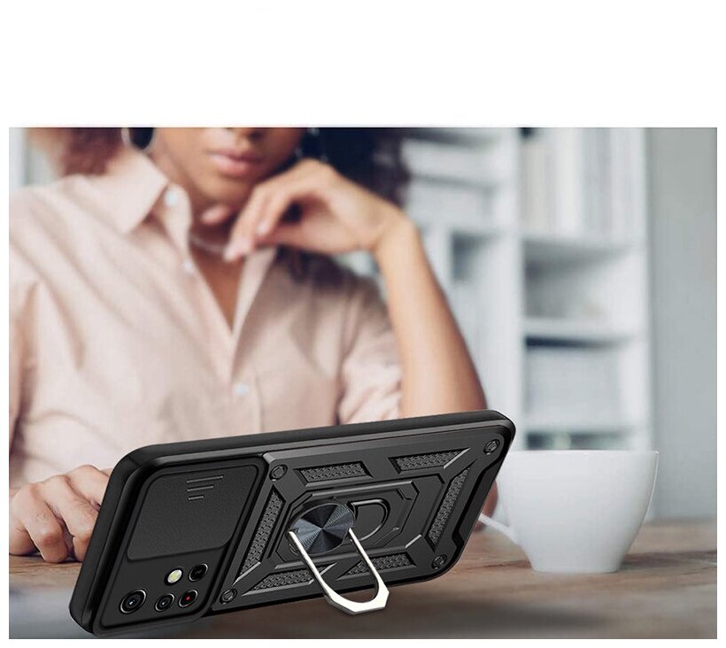 Чехол с кольцом Bumper Case для Xiaomi Poco X4 Pro 5G черный