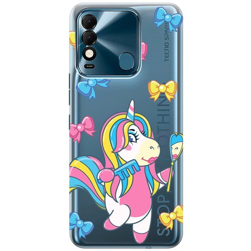 Силиконовый чехол с принтом Lady Unicorn для Tecno Spark 8 / Техно Спарк 8 силиконовый чехол с принтом lady unicorn для tecno spark 7 техно спарк 7