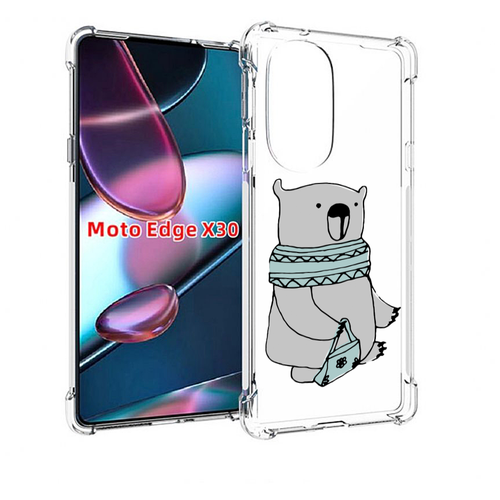 Чехол MyPads Модный медведь для Motorola Moto Edge X30 задняя-панель-накладка-бампер