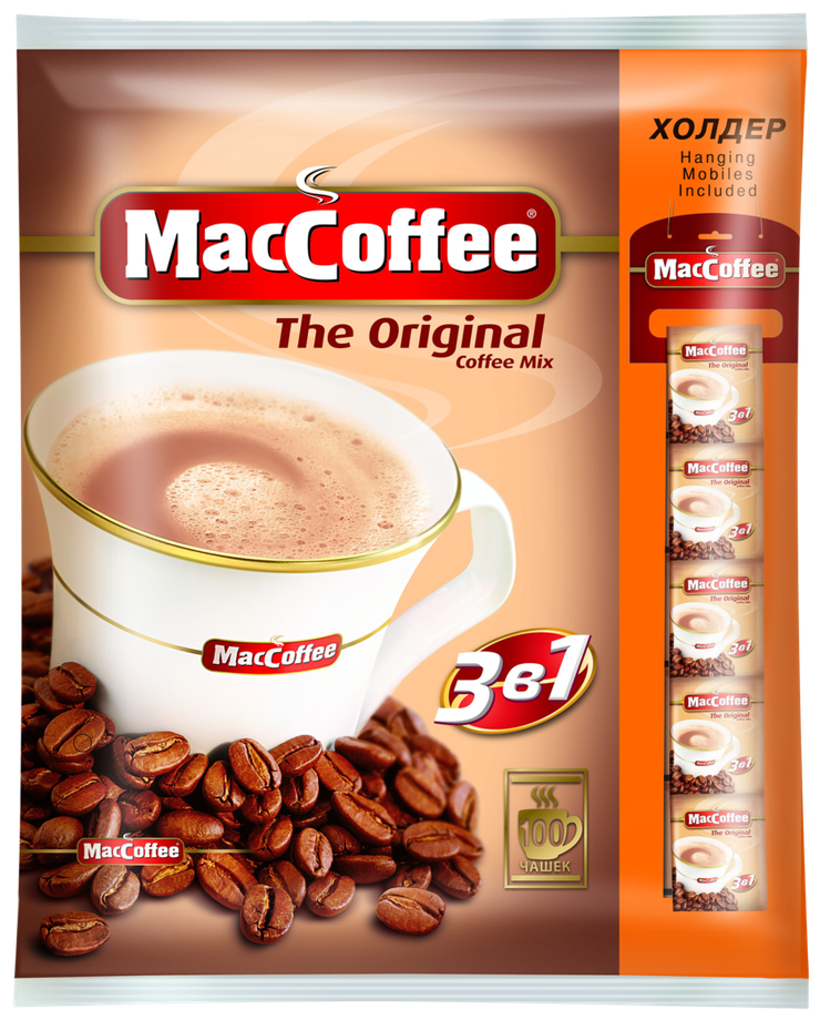 Напиток кофейный растворимый 3 в 1 MacCoffee The Original, 100 пакетиков