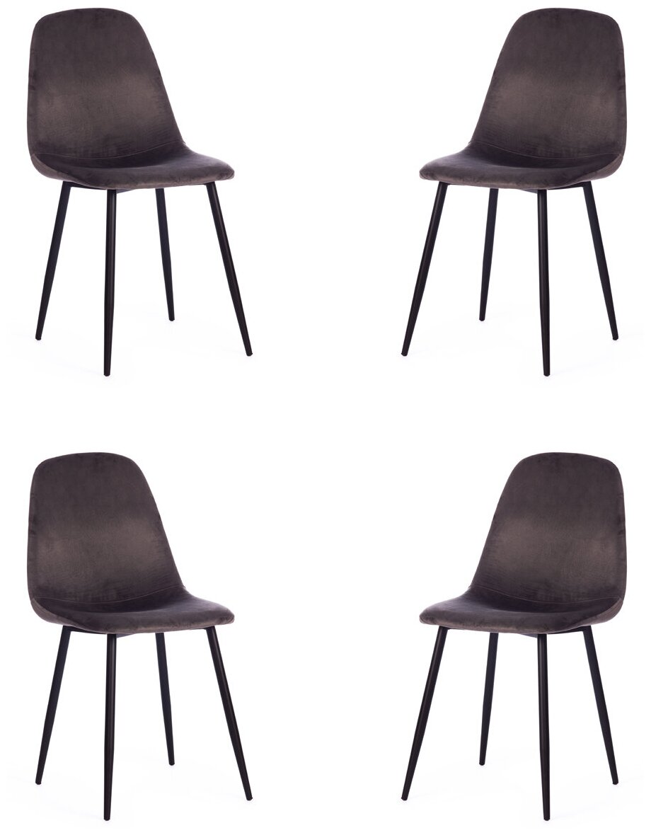 Комплект стульев для кухни TetChair BREEZE (mod. 4724), вельвет/металл, 45х64х82 см, Light grey (светло-серый)/черный (4 шт. в 1 упаковке)