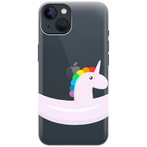 Силиконовый чехол на Apple iPhone 14 Plus / Эпл Айфон 14 Плюс с рисунком Unicorn Swim Ring