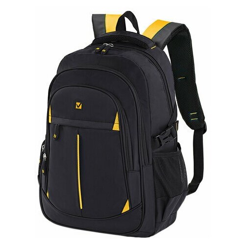 Рюкзак BRAUBERG TITANIUM для старшеклассников/студентов/молодежи желтые вставки 45х28х18 см, 1 шт
