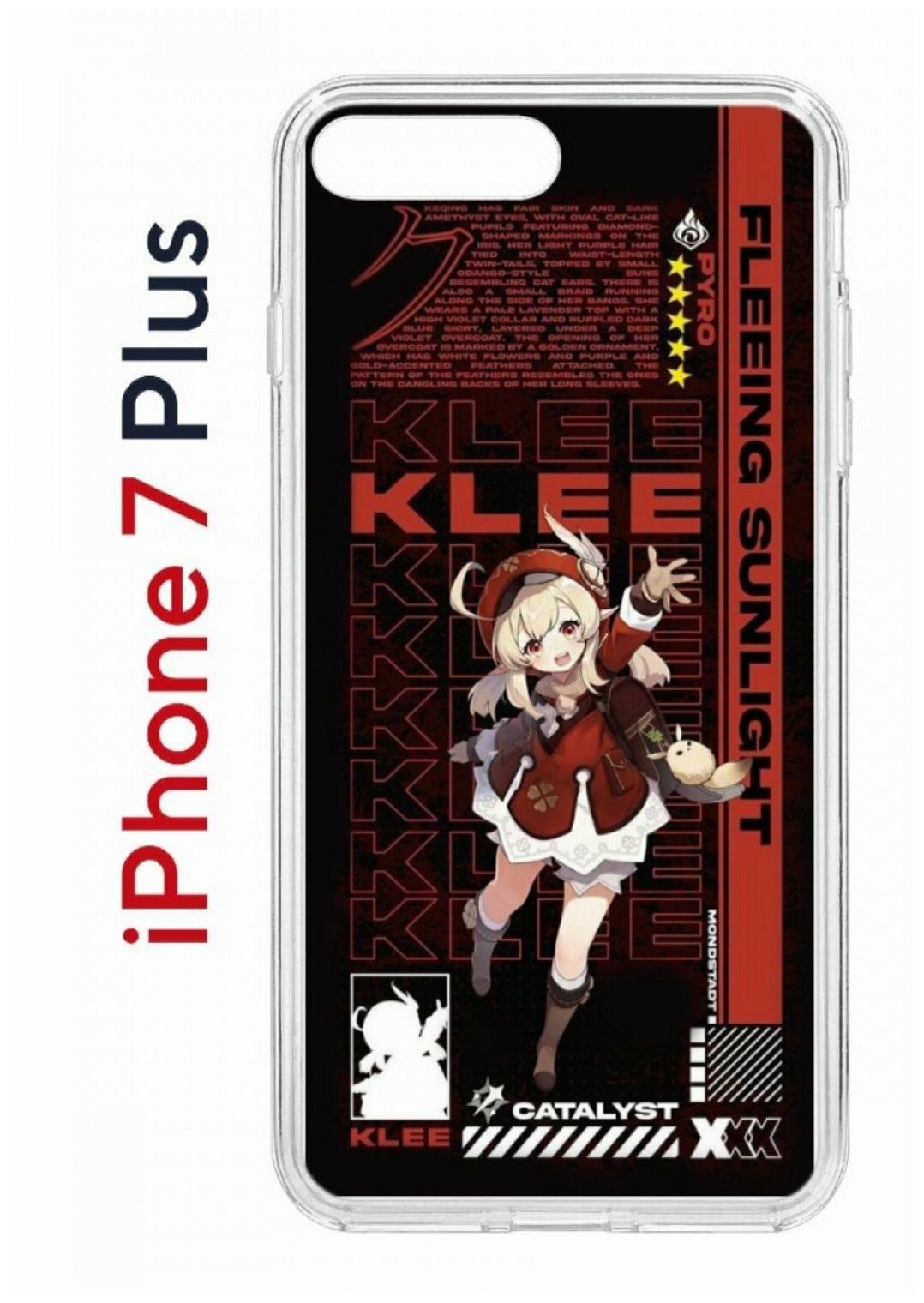 Чехол для iPhone 7 Plus/8 Plus Kruche Print Klee Genshin,противоударный силиконовый бампер с рисунком,пластиковая накладка с защитой камеры