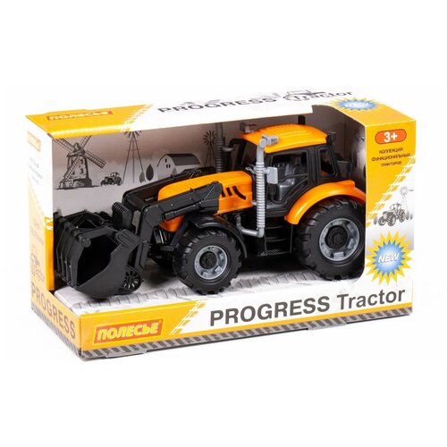 Погрузчик Прогресс инерционный оранжевый в коробке трактор погрузчик полесье прогресс сельскохозяйственный инерционный зеленый 94599