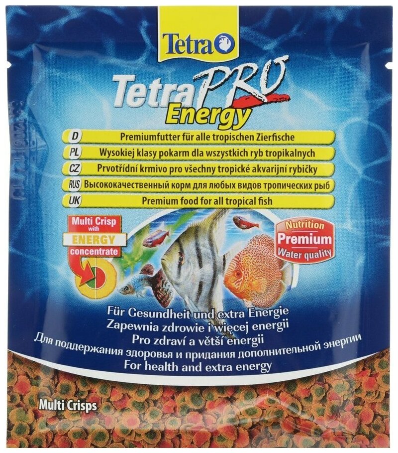 TetraPro Energy Crisps Корм-чипсы для всех видов рыб для дополнительной энергии 12гр - фотография № 15