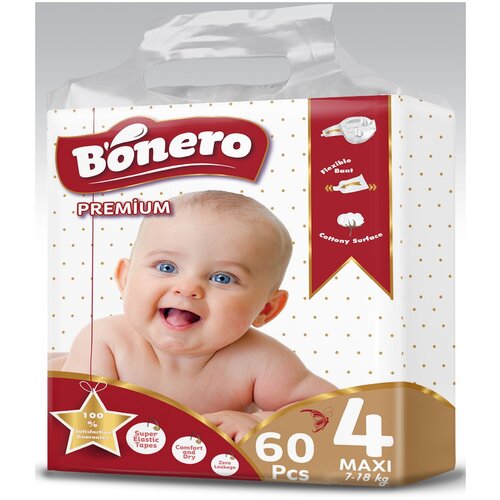 Подгузники детские BONERO MAXI 4 (7 - 18 кг) 60 шт подгузники детские slipp bebe 30 шт подгузники трусики 4 размер от 7 до 18 кг мягкие и дышащие