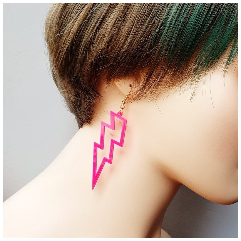 Серьги с подвесками Bag & You, акрил, размер 63 мм, розовый — фото 1