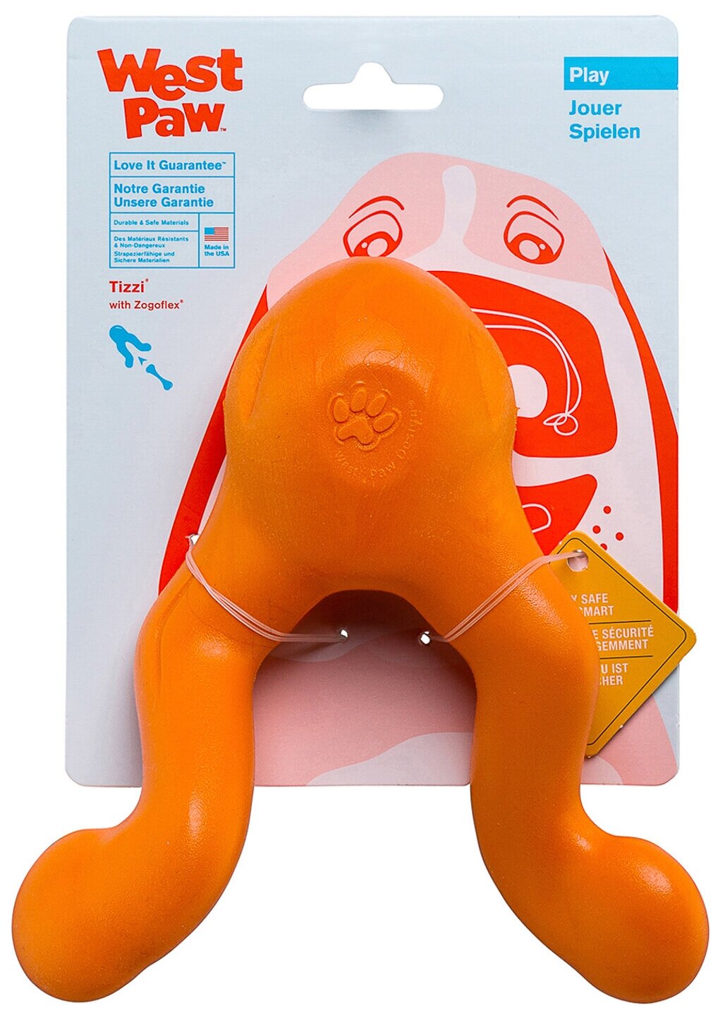 West Paw Zogoflex игрушка для собак Tizzi L для лакомств 16,5 см оранжевая - фотография № 6