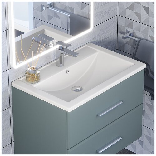 Раковина кварцевая для ванной Uperwood Foster Quartz 70 см, белая матовая, жасмин набор мебели для ванной mixline сура 70 графит зеркальный шкаф пенал тумба раковина светильник