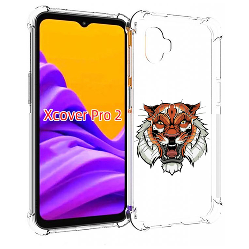 Чехол MyPads оранжевый седой тигр для Samsung Galaxy Xcover Pro 2 задняя-панель-накладка-бампер