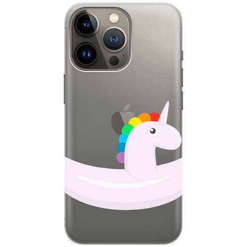 Силиконовый чехол на Apple iPhone 14 Pro Max / Эпл Айфон 14 Про Макс с рисунком Unicorn Swim Ring чехол книжка на apple iphone 14 pro эпл айфон 14 про с рисунком swan swim ring золотистый