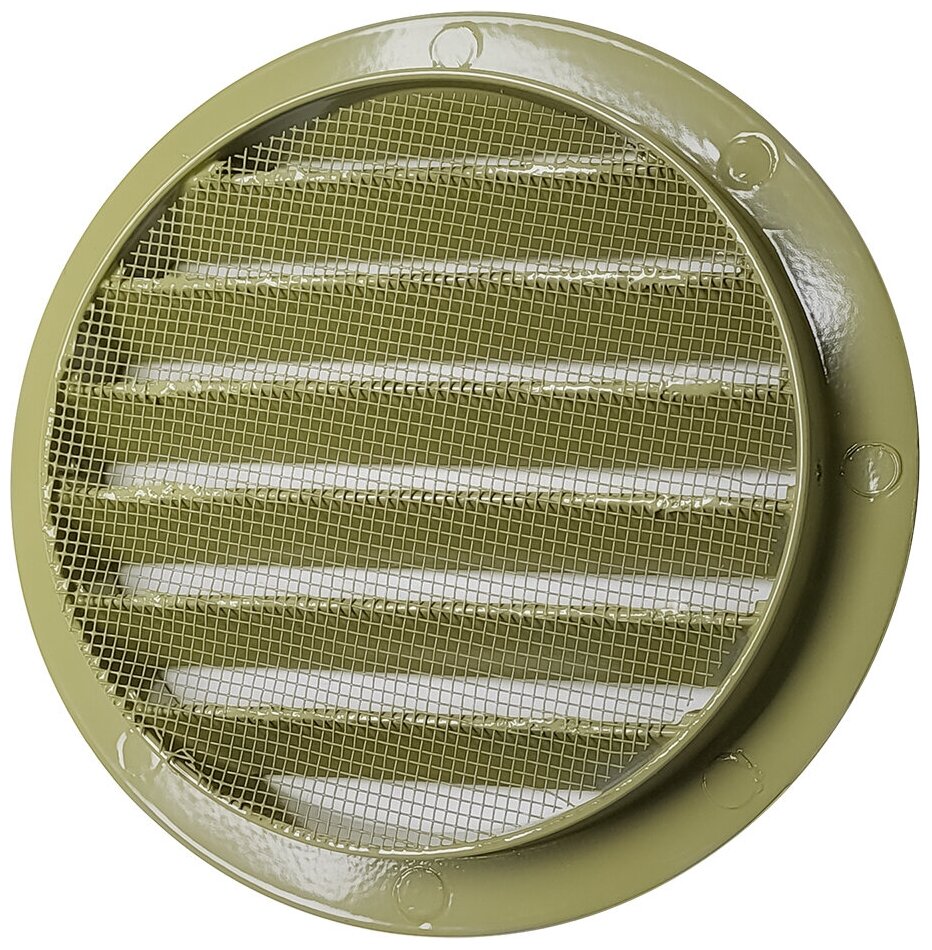 Решетка вентиляционная круглая D150 мм RAL1020 оливково-желтый глянцевый - фотография № 2