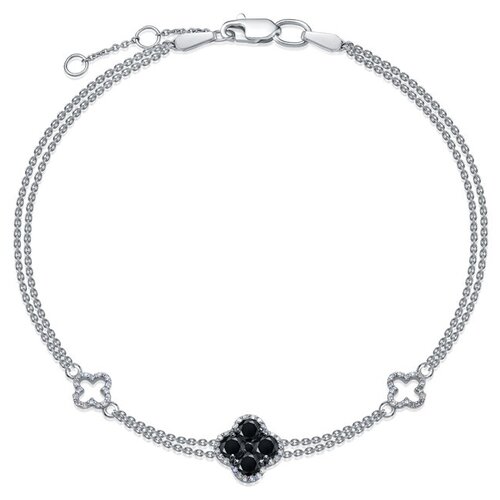 фото Браслет-цепочка vesna jewelry, белое золото, 585 проба, родирование, бриллиант, длина 18.5 см.