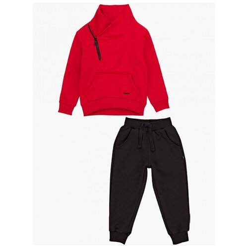 Спортивный костюм для мальчика Mini Maxi, модель 7831, цвет красный/черный, размер 110