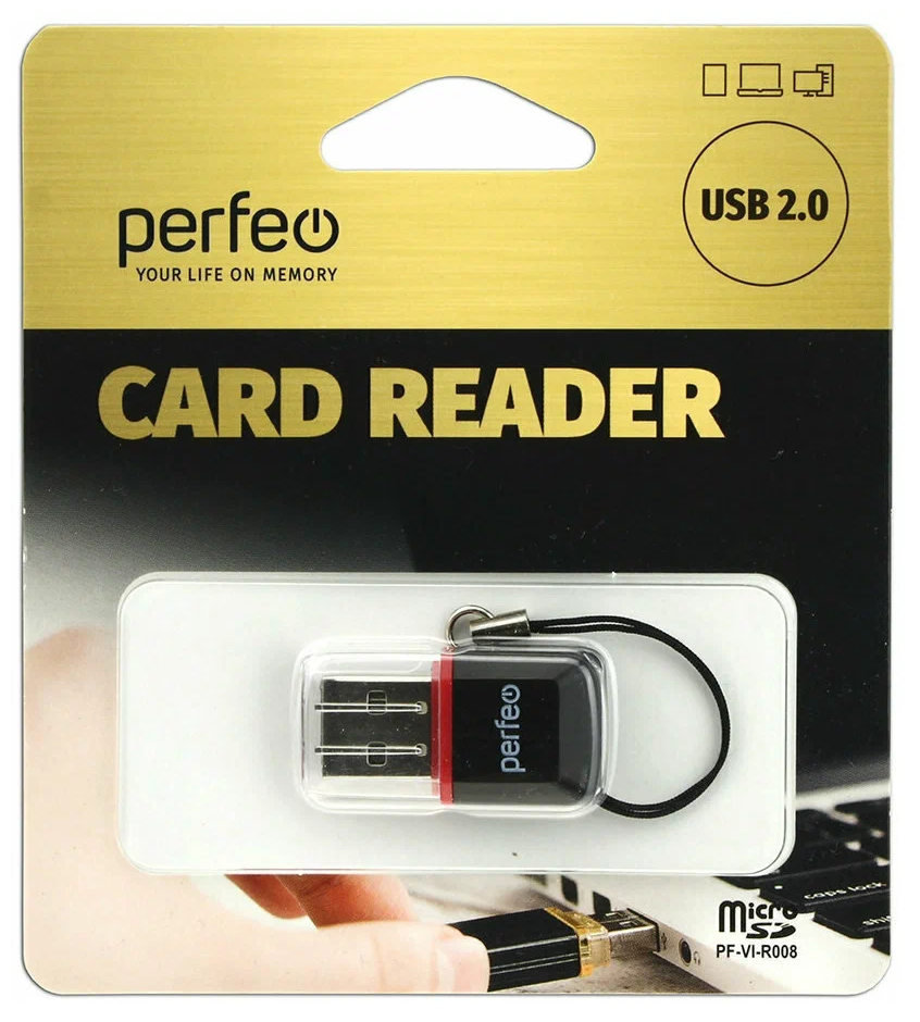 Картридер (PERFEO (PF_5055) Card Reader Micro SD, (PF-VI-R008 Black) чёрный)