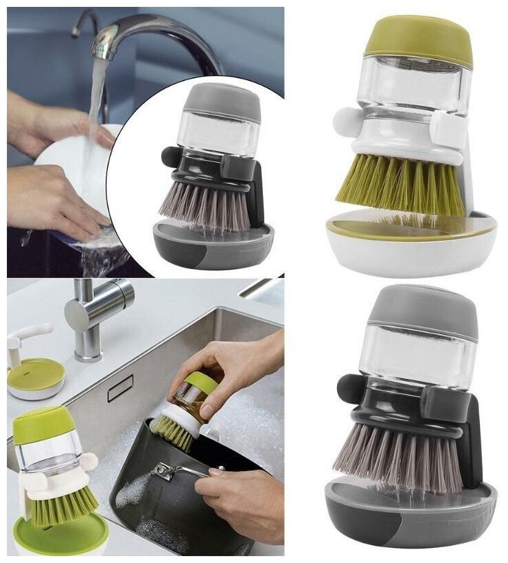 Щетка с дозатором моющего средства Joseph Joseph Palm scrub, серый, 1