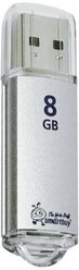 Флеш-диск 8 GB, SMARTBUY V-Cut, USB 2.0, металлический корпус, серебристый, SB8GBVC-S