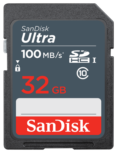 Карта памяти SDHC SanDisk 32Gb Ultra 100MB/s SDSDUNR-032G-GN3IN, 1шт.
