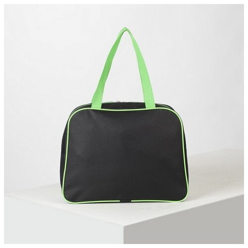 фото Сумка спортивная, отдел на молнии, наружный карман, цвет чёрный/зелёный зфтс