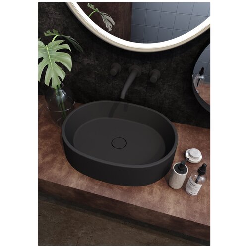 Раковина для ванной комнаты накладная Treia Aries 54,5*42 , овальная, космос