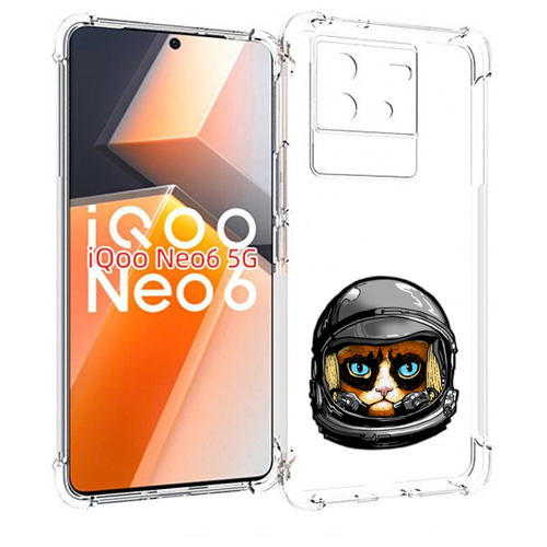 Чехол MyPads кот космонавт для Vivo iQoo Neo 6 5G задняя-панель-накладка-бампер
