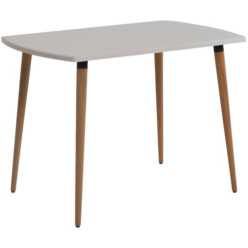 Стол кухонный с прямоугольной столешницей и овальными торцами серый, массив дерева - бук/темный лак