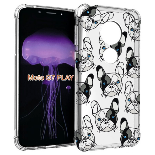 Чехол MyPads мини-собачки-черно-белый для Motorola Moto G7 Play задняя-панель-накладка-бампер