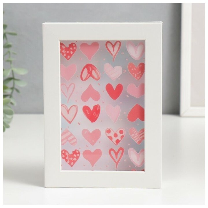 фото Копилка интерьерная пластик "Нарисованные сердца" 17х12х3,8 см