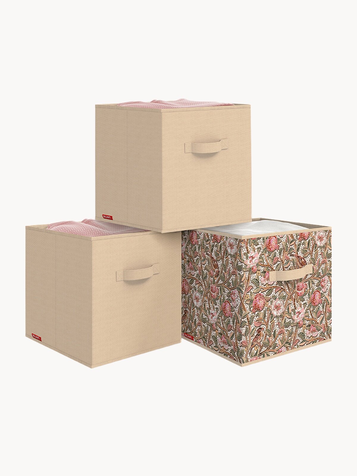 Коробки для хранения вещей, стеллажные, органайзер для хранения, ящик, корзина, набор3шт, 28*28*28 см, OPUS ROMANO FLORA