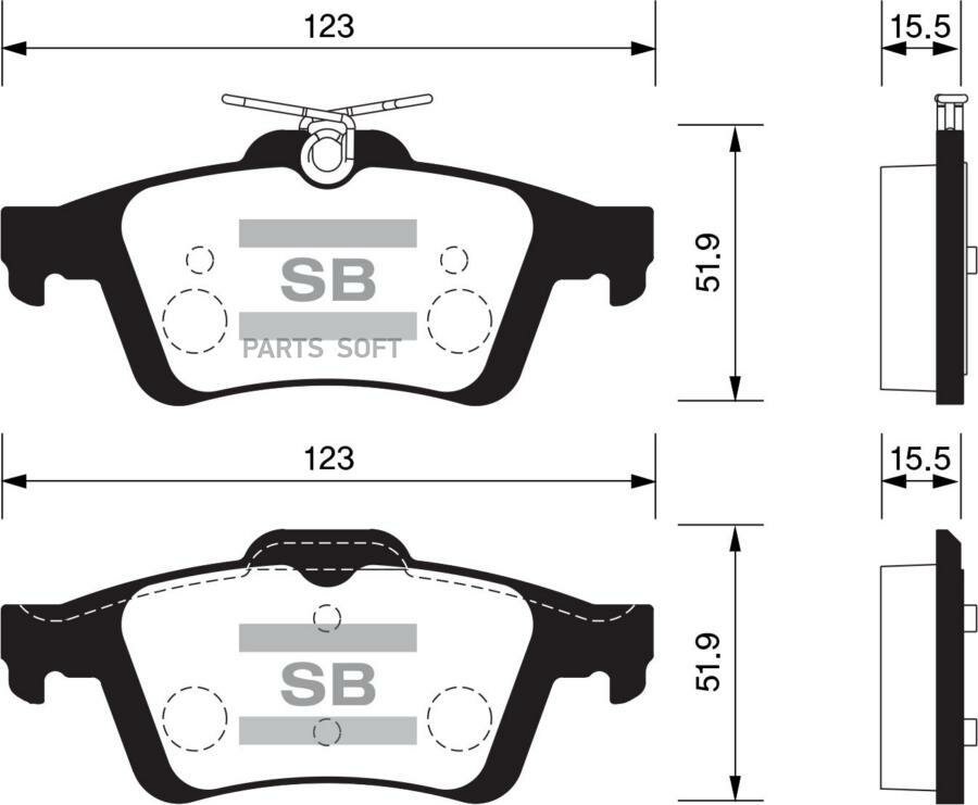 SANGSIN BRAKE SP2091 Колодки тормозные FORD FOCUS II/III/MAZDA 3/OPEL VECTRA C/VOLVO S40 задние