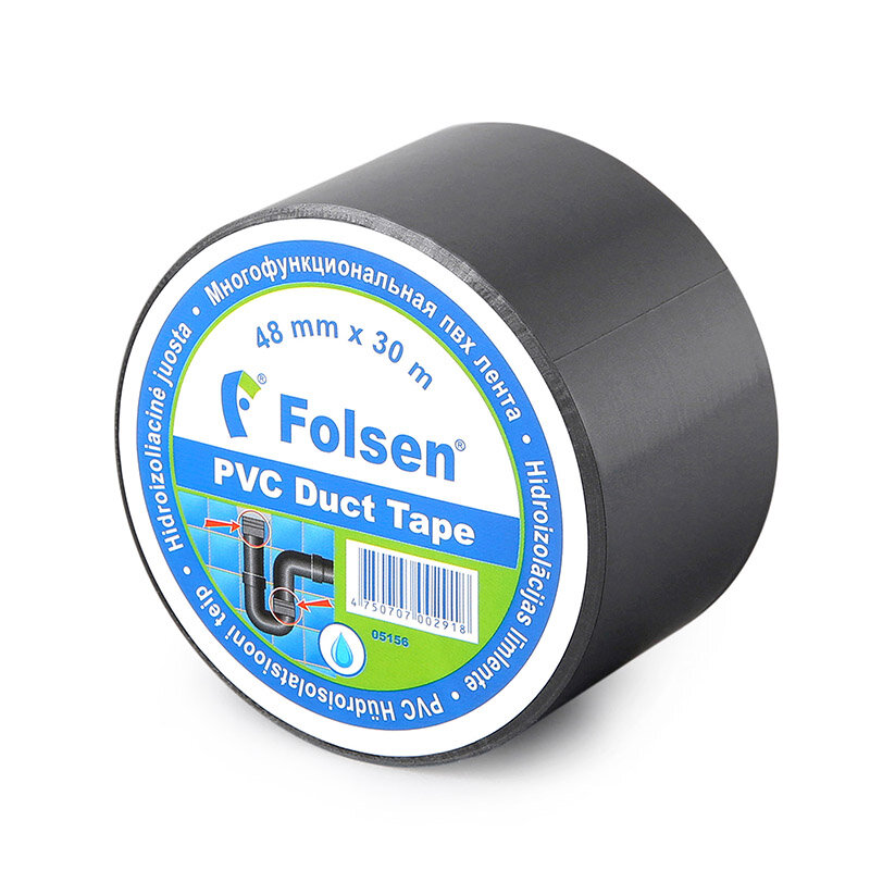 Гидроизоляционная PVC лента Folsen 48ммх30м серая 05156 15565351 — фото 3