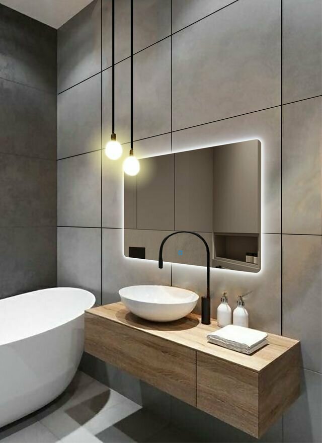 Зеркало для ванной Prisma 60*100 прямоугольное горизонтальное "парящее" с нейтральной LED-подсветкой
